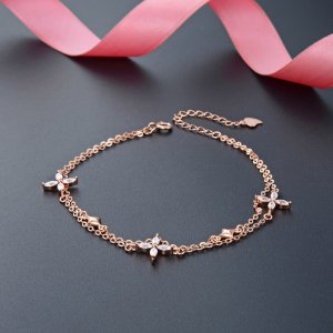 Flower Birthstone Design Silver Bracelet